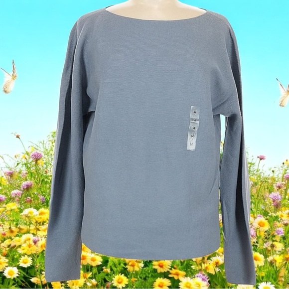 NEW Uniqlo 3D Knit Long Sleeve Boat Neck Sweater Blue Coastal Capsule Size M - Picture 1 of 9